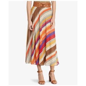 Lauren Ralph Lauren Women Multicolor Diagonal Stripe Chiffon Maxi Skirt Resprt
